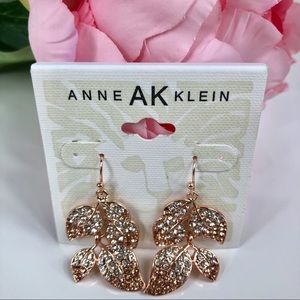 Anne Klein Pink Gold & Crystal Drop Earrings